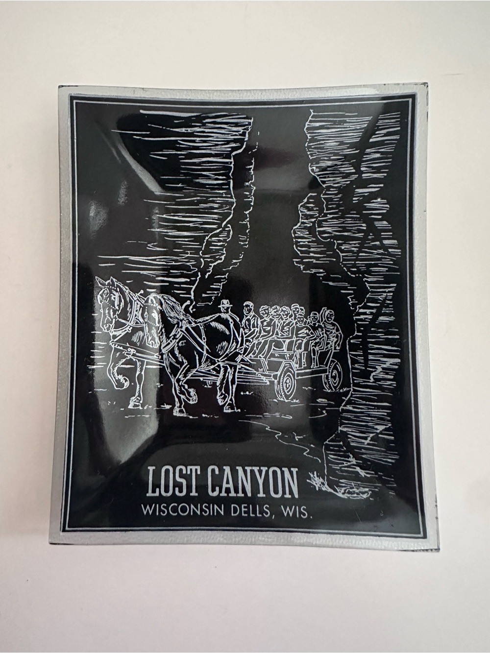 Trinket Tray - Lost Canyon Wisconsin Dells Black & White Glass Trinket Tray